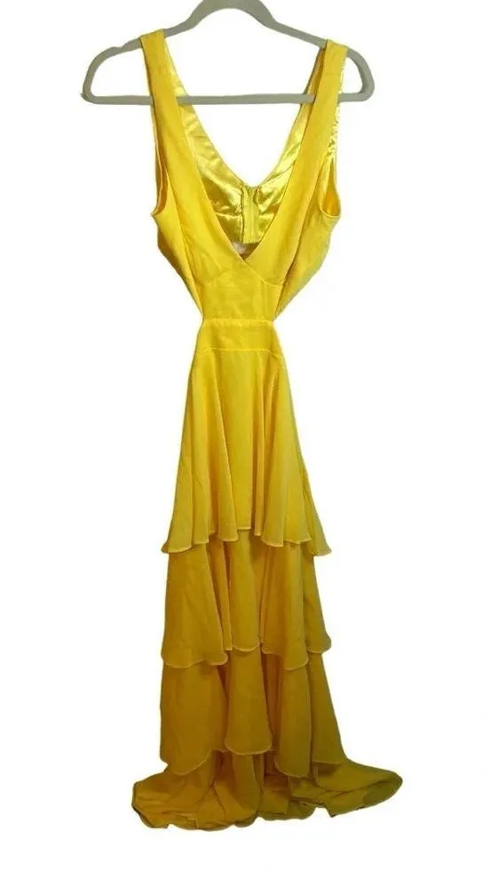 Nwt B Darlin Yellow Cut Out Tiered Maxi Dress - Image 2