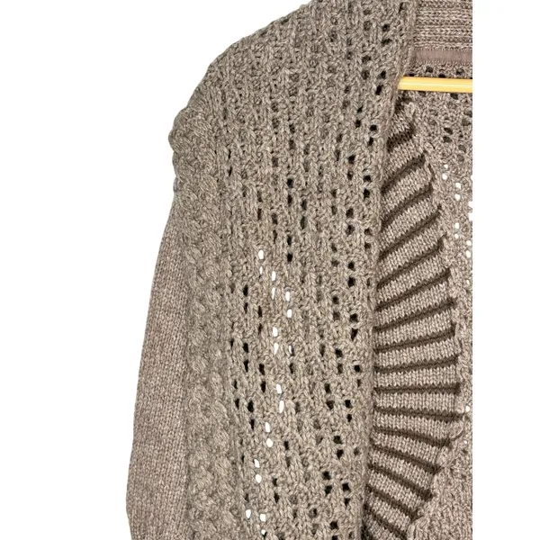 Angel of the North Cardigan Women XS Taupe Crochet Open Front‎ Shawl Collar Boho - Image 4