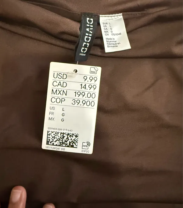 H&M Brown Off-Shoulder Stretch Camisole - Image 3