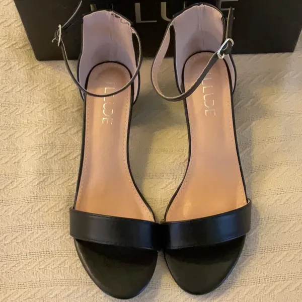 NWT NIB Illude black open toe heel dress shoe. 9 2 in heel - Image 2