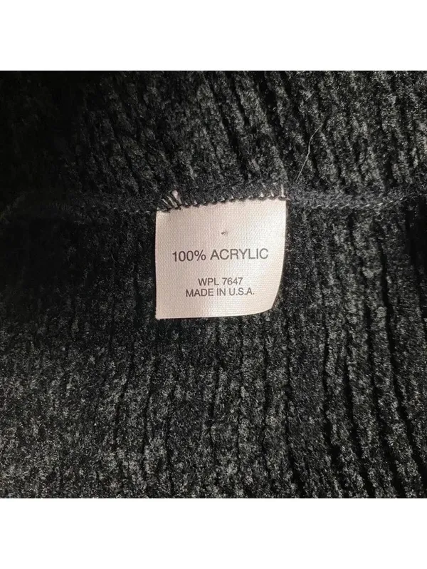 Made in USA Black Ribbed Knit Scarf Unisex Classic Winter Acrylic - Image 3