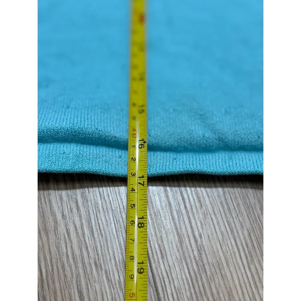 St.‎ John Turquoise Blue Knit Sleeveless Mock Neck Top Scalloped Trim Size S - Image 5