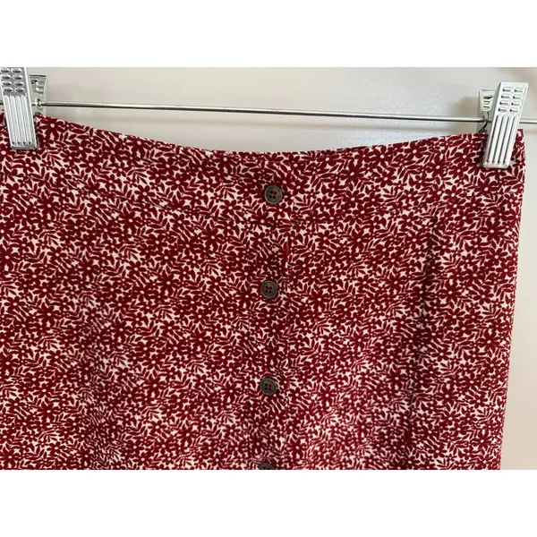 Sky and Sparrow Midi Red White Patterned Button Up Skirt Women's Sz 0 - Image 5