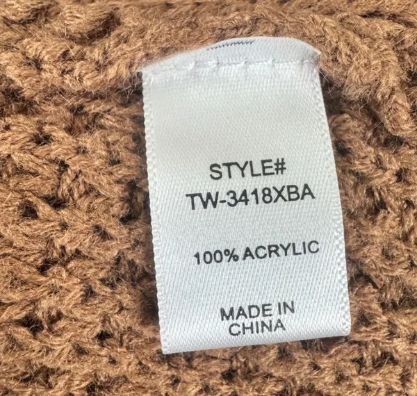 New Women's Zenana Plus Size V-Neck Off The Shoulder Waffle Knit Sweater Camel / Light Brown Sz 1X - Image 10