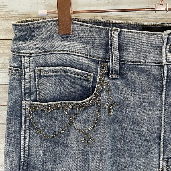 White House Black Market Womens 6 Jeans Embellished Silver Bead‎ Skinny Everyday - Image 2