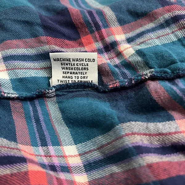 Tulip Blue and Pink Flannel‎ Plaid Dress Size Small S A-line Pockets Artsy - Image 8