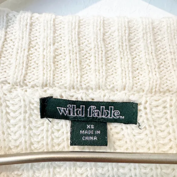 Wild Fable Sweater‎ Size XS Cream Knit Flare Sleeve Rolled Hem Crop Garden Party - Image 4