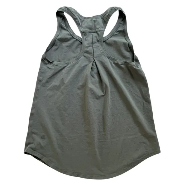 Lululemon Love Tank Top Grey Sage Green Size 4 Pleated Cotton Racerback - Image 3