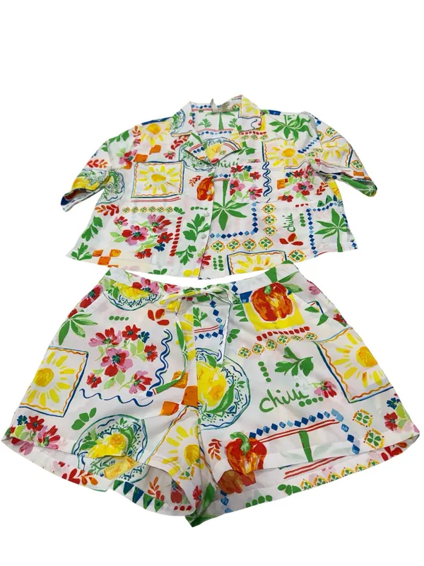Cynthia Rowley Bell Pepper Button Front and Shorts Pajama Set - Image 2