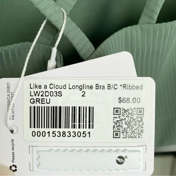 NWT Lululemon Like a Cloud Longline Bra B/C Ribbed in Grey Eucalyptus - Image 6