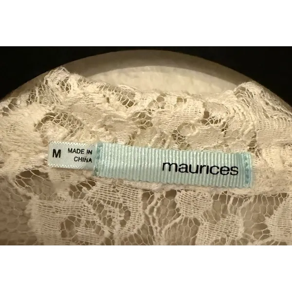 Maurices Womens Medium Lace Moto Jacket Ivory Floral Sheer Asymmetric Zip Artsy - Image 3