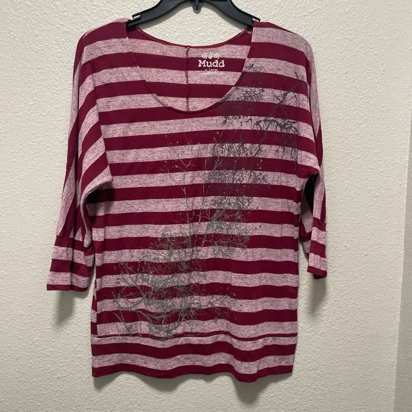 Mudd Y2K Marron Striped 3/4 Sleeve Dolman Top - Image 2