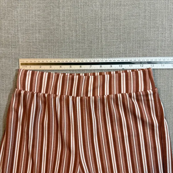 Boohoo 2 Piece Set Women US 4 Brown White Striped Crop Top Wide Leg Pants Boho - Image 3