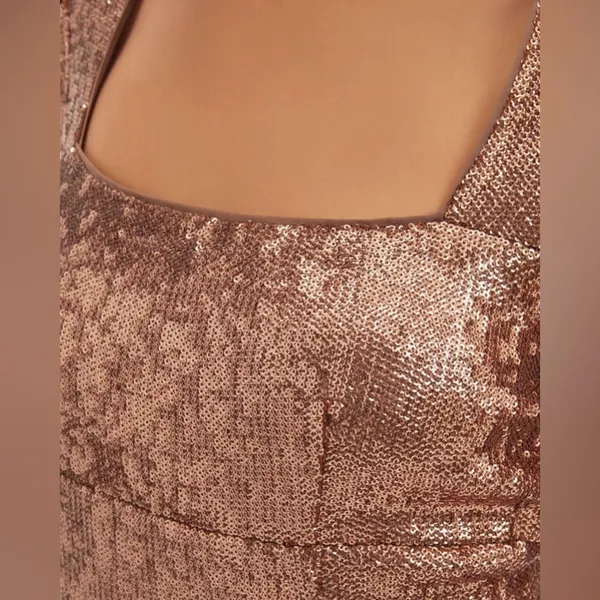 INTERMIX Hilary Rose Gold Sequin Square Neck Long Sleeve Mini Dress Size 0 - Image 5