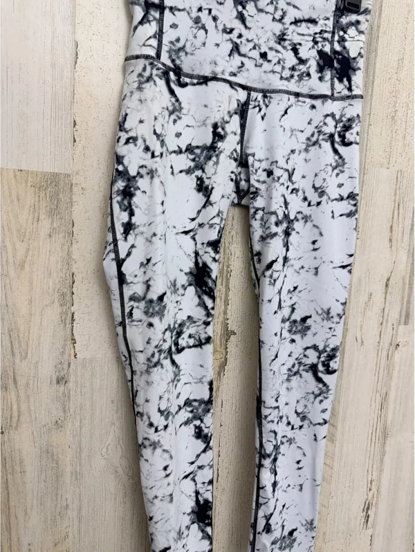 Marble Print High Waist Leggings Women’s Small Black White Workout Yoga - Image 3