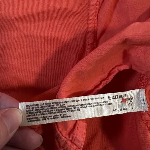 Daily‎ Practice Anthropologie Sleeveless Polo Tunic Ruffle Hem Coral Orange XS - Image 4