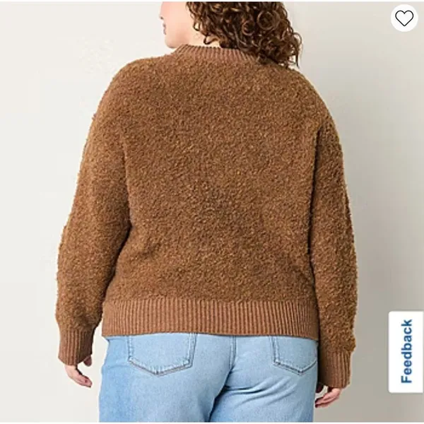 NWT a.n.a Plus Womens Crew Neck Long‎ Sleeve Pullover Sweater XXL Brown Boxy Fit - Image 2