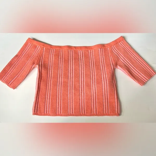 Aerie Reversible Sweater Cropped Top Picante Orange & Pink Soft Size Medium - Image 4