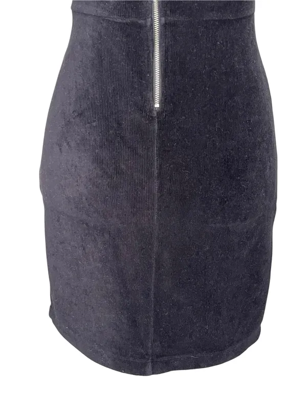 Forever 21 Black Velvet Faux Corduroy Spaghetti Strap Mini Dress Size M - Image 6