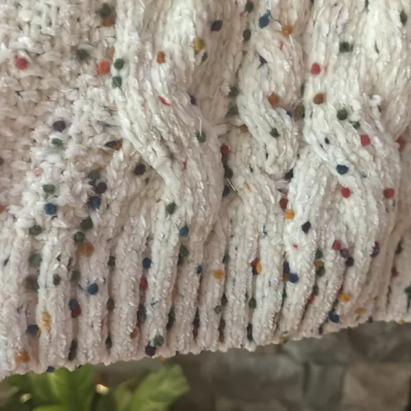 Ee:some Confetti‎ Cable Knit Sweater Womens S/M Ivory Chunky Colorful - Image 6