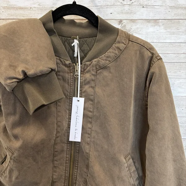 NWT‎ Young Fabulous Broke YFB Womens L Jacket Reversible Bomber Crop Army Green - Image 12