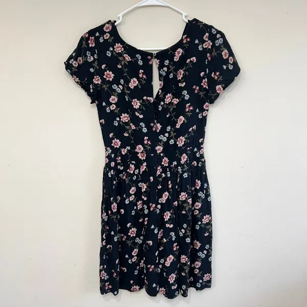 American Eagle Black Floral Dress with Cutouts Small Women - Image 6