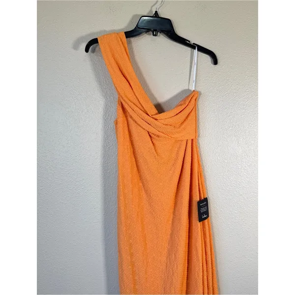 Lulus Orange Off Shoulder Maxi Dress Womens XL Summer Bodycon Minimalist Sleek - Image 9