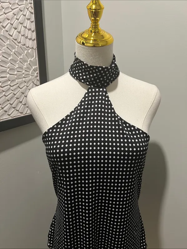 Moda International Black and White Polka Dot Halter Camisole - Image 2