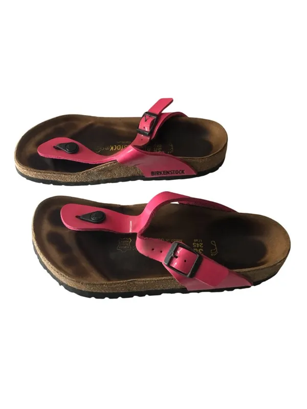 Birkenstock Gizeh Birko-Flor Patent Sandals Pink 38 Women's Size 7 - Image 4