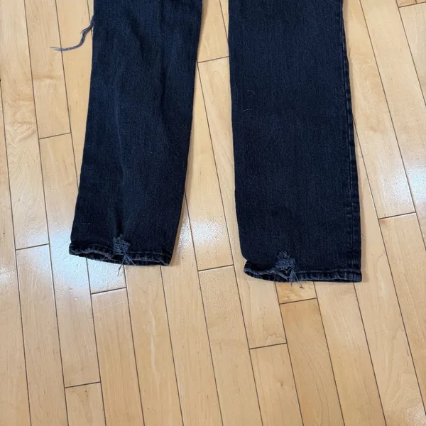 Abercrombie & Fitch 90s Straight Ultra High Rise Black Denim Distressed Jeans 26 - Image 8
