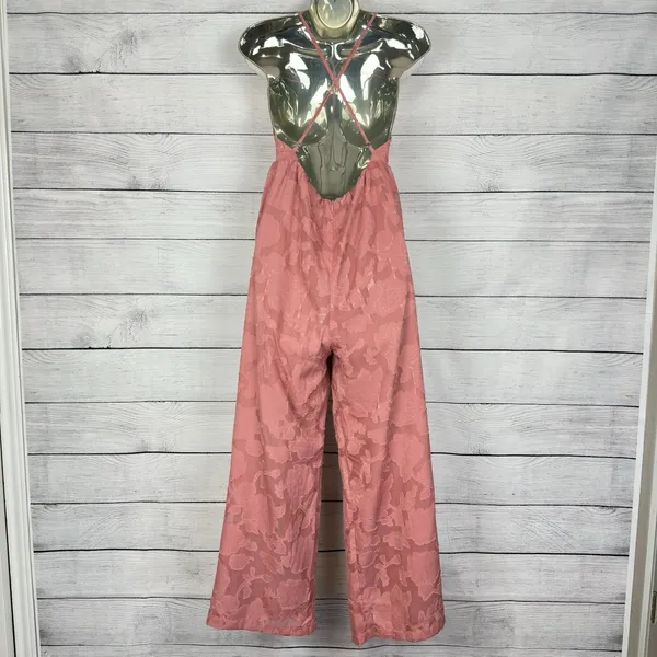 Lulus‎ Days of Beauty Rusty Rose Burnout Floral Surplice Jumpsuit Sz Small Party - Image 7