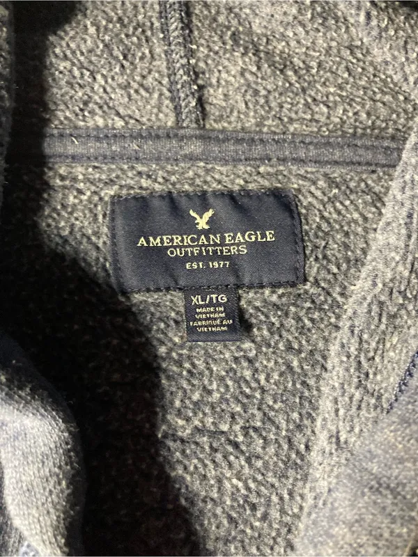 American Eagle Outfitters Navy Pullover Hoodie with Pink Crest - Image 3