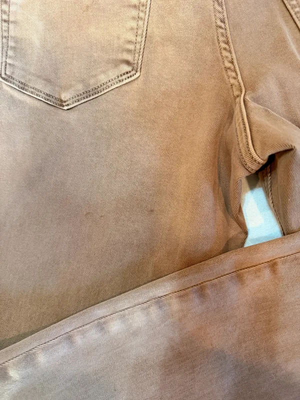 Vervet Blue High Rise Straight Leg Raw Hem Jeans Taupe Brown Size 29 - Image 3
