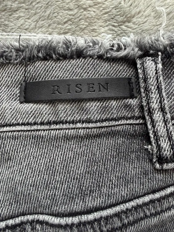 RISEN Women’s Distressed Raw Hem/Waist Gray Frayed Hem Jeans 30 - Image 4