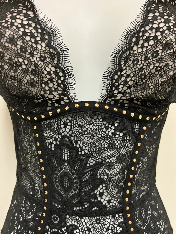 Victoria's Secret Black Rivet Bodysuit - Image 6