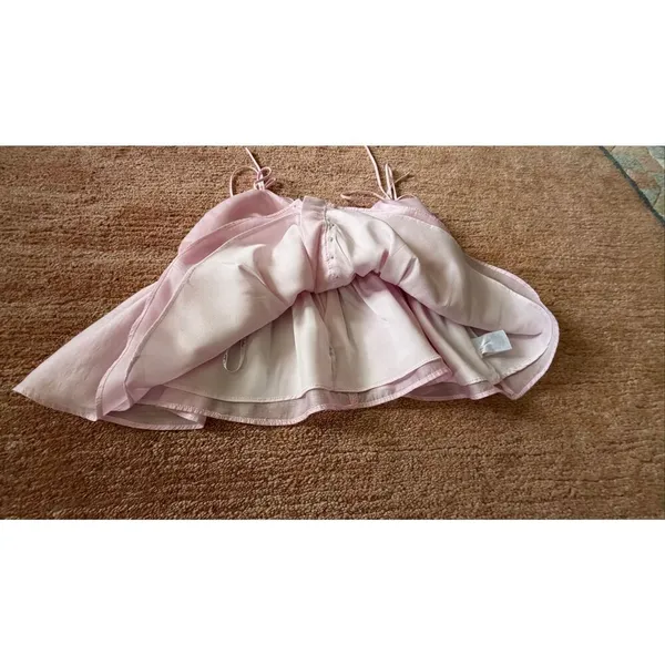 Lulus Pink Bow Tie Strap Peplum Top XS - Image 3