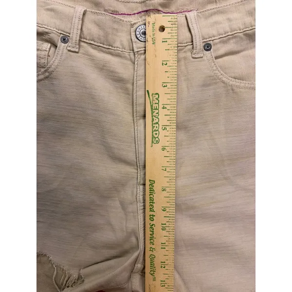 American Eagle Highest Rise Mom Short Women 12 Tan Distressed Raw Hem Casual - Image 8