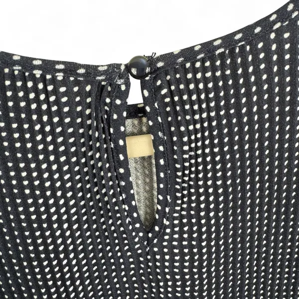 Adrianna Papell Womens Navy Blue White Polka Dot Ruffle Sleeve Blouse Large‎ L - Image 4