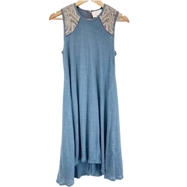 Fairy Grunge Beaded Linen Dress XS Indie Sleaze Angel Eclectic Artsy Free Spirit - Image 2
