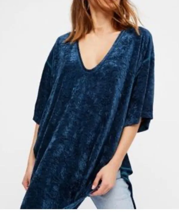 We The Free Free People blue luxe velvet oversized tunic/dress size M+ - Image 11