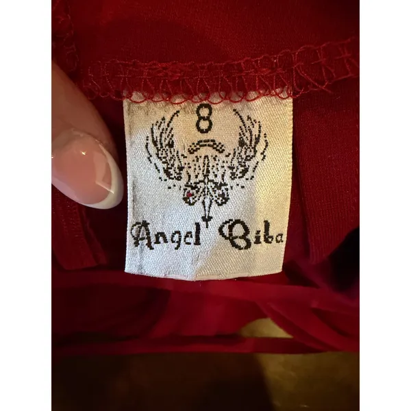 Angel Biba Mini Dress Women 8 Red Plunge Halter Backless Bodycon Party Cocktail - Image 10
