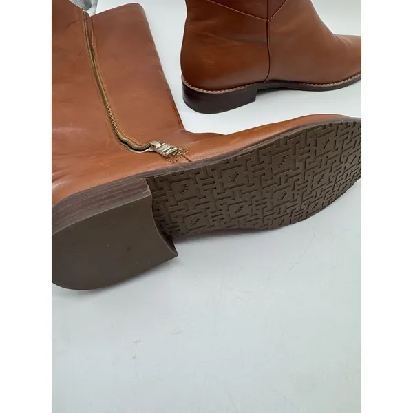 Elaine Turner boots Size 8.5 Cognac Leather Zip Equastrian Knee Tall Never Worn - Image 8
