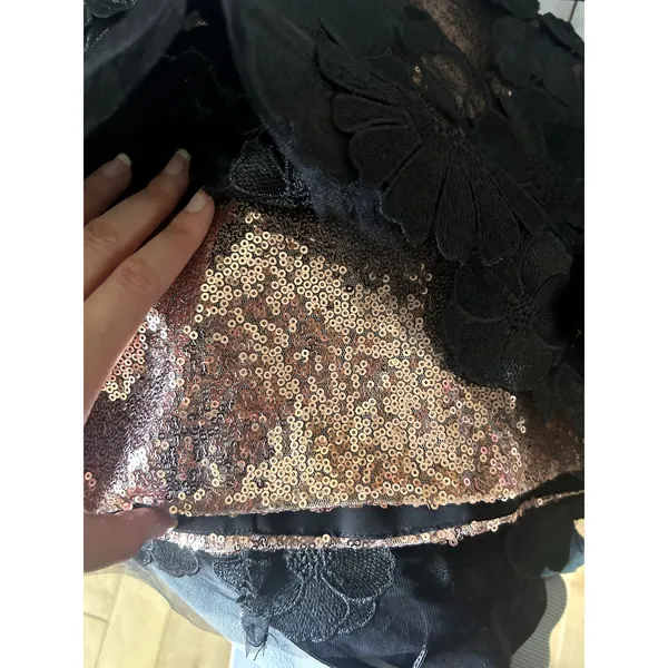 Altar'd State Lia Sequin Flower Black Gold Mini Dress Size S - Image 5