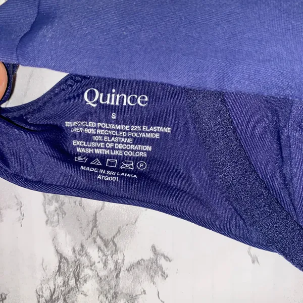 NWT Quince Deep Navy Blue Italian Demi Bikini Top Swim Suit Women's Size Small - Image 8