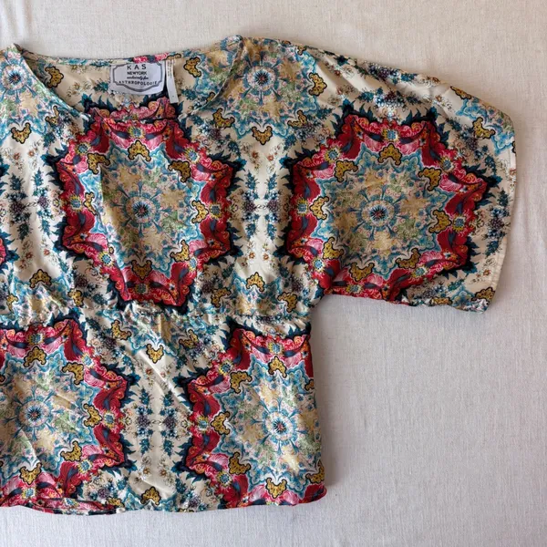 KAS New York Anthropologie Winterstar Mandala Print Blouse Women 6 Multi-Color - Image 4