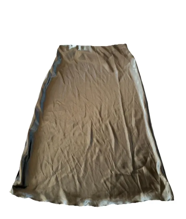 Nicole Miller Satin Olive A-Line Midi Skirt - Image 4