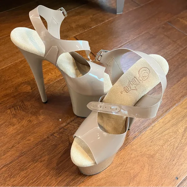 Pleaser Flamingo-808N Jelly 8 Inch heels in nude - Image 14