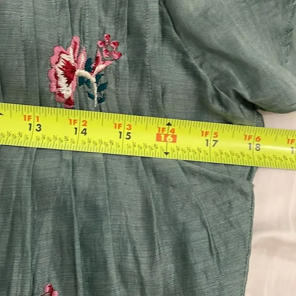 Tularosa Carson Caledon Green Silk Cotton Embroidered Tunic Mini Dress XS - Image 9