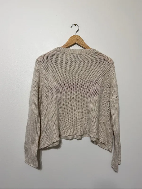 Wooden Ships Merry Sweater Small Red Festive Holiday Mohair Wool Christmas - Image 6