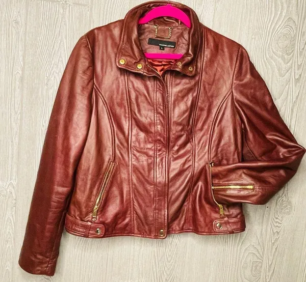 Wilson's Leather brown / red long sleeve soft jacket coat genuine leather large - Image 3